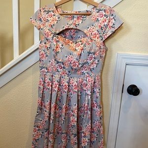 LC Lauren Conrad Gray Floral Dress
